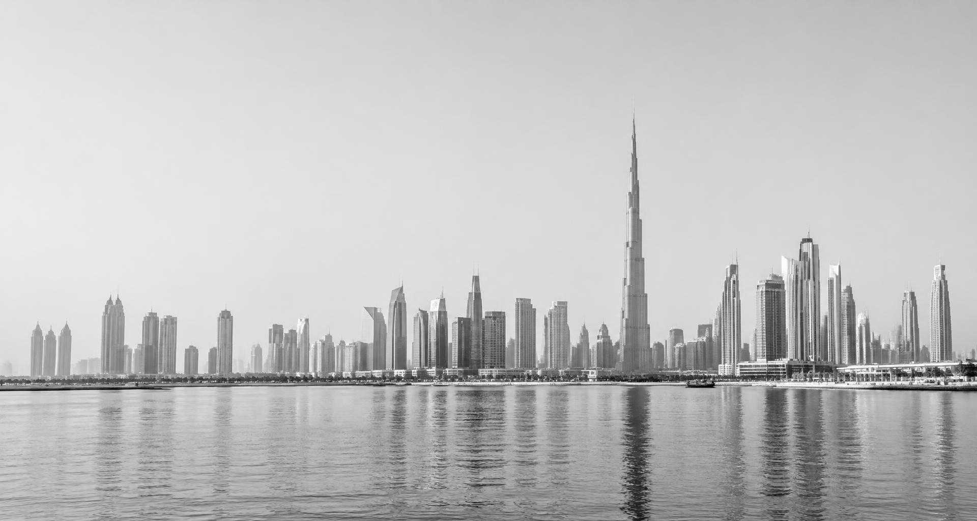 Dubai skyline overlooking the water